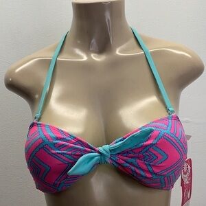 Hula Honey Size Medium Padded With Side Wire Bikini Top & Removable Strap. New